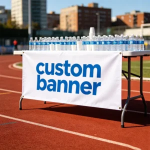 Custom Sublimation Polyester Mesh Banner, Lightweight Waterproof Full Color Hanging Photo Booth Backdrop