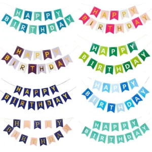 Custom Swallowtail Bronzing Letter Banner Happy Birthday Party Decoration Fishtail Colored Paper Flag