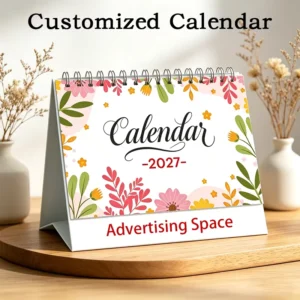 Custom Table Calendar Printed Artwork Desk Stand Holder Vintage Style Home Decoration