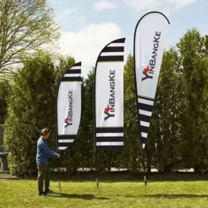 Custom Teardrop Beach Feather Flag Outdoor Display with Pole Stand