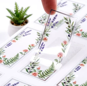 Custom Text & Pattern Transparent Botanical Stickers for Journal Scrapbooking Gift Sealing Labels