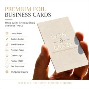 Custom Textured Business Cards with Hot Gold Stamping for Corporate Use