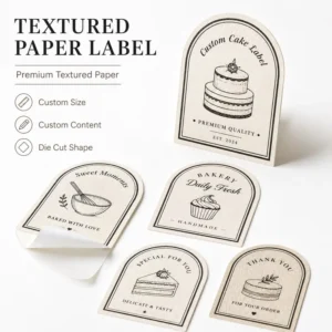 Custom Textured Paper Self-Adhesive Sticker Labels for Bakery and Candle Packaging