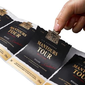 Custom Textured Raised UV Copper Gold Foil Embossed Wine Labels for Bottles
