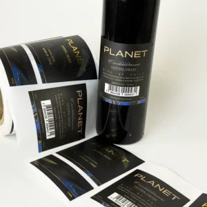 Custom Textured Self-Adhesive Paper Gold Foil Embossed Glass Bottle Wine Labels