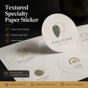 Custom Textured Specialty Paper Stickers Self Adhesive Logo Labels Durable for Coffee Bakery Gift Packaging