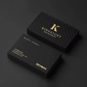 Custom Thick Black Paper Corporate Business Card with Gold Foil Logo