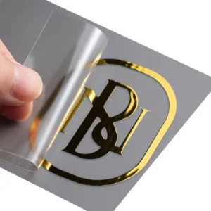 Custom Thin Electroform Gold Nickel 3D Logo Transfer Metallic Letter Labels UV Embossed Cosmetic Metal Stickers