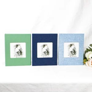 Custom Top Quality Fabric Linen Cloth Photo Album Hardcover with 10cm Window for 5×7 36 Photos