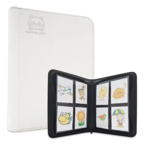 Custom Toploader 4-Pocket Card Binder, PU Leather Trading Card Game Album for 112 Cards
