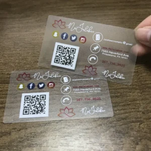 Custom Transparent Matte PVC Business Card with Logo and Name Printing