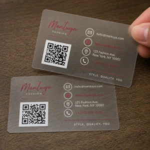 Custom Transparent Matte PVC Business Cards with Printed Logo and Name