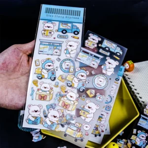 Custom Transparent Vinyl Adhesive Sticker Sheets Die-Cut Cute Cartoon Waterproof Clear Labels