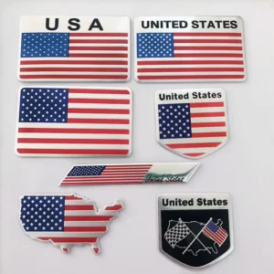 Custom USA American Flag Car Emblem Aluminum Metal Auto Decal Sticker for Car Motorcycle Exterior Decoration