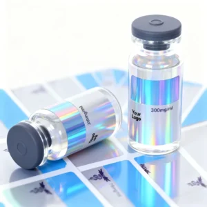 Custom UV-Printed Waterproof Vinyl Vial Labels 3mL 5mL 10mL Holographic Packaging