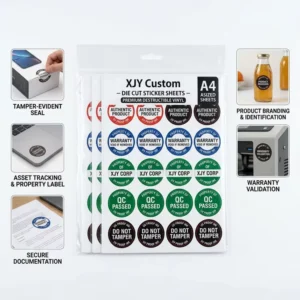 Custom UV-Proof Ink Printed Die Cut Round Destructible Vinyl Sticker Sheets