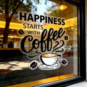 Custom UV Resistant PVC Window Stickers Eco Friendly Durable Waterproof Holographic Reusable Glossy Business Coffee Sweetmeats