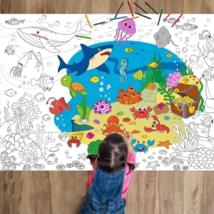 Custom Under the Sea Coloring Poster DIY Drawing Roll Paper Huge Table Cover Art Crafts for Home School Wall Decor