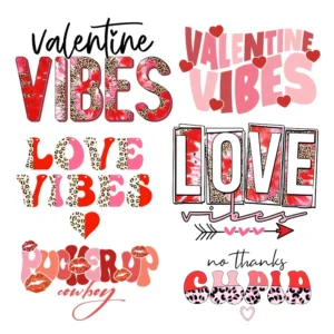 Custom Valentines Day LOVE Designs Offset Transfer Prints Iron Flocking Patch for DTF Screen Print Heat Transfers for T-Shirts