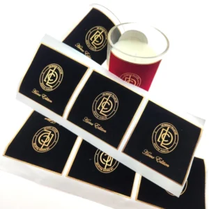Custom Velvet Gold Foil Waterproof Self-Adhesive Leather Logo Labels for Beer and Beverage Bottles