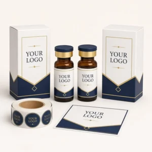 Custom Vial Label and Box Packaging Set for 3ml, 5ml, and 10ml Bottles