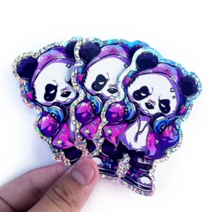 Custom Vinyl Die-Cut UV Printed Holographic Cartoon Logo Label Stickers Adhesive Waterproof