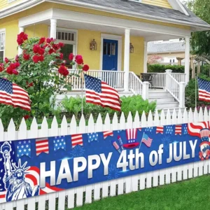 Custom Vinyl Fence Banner for Independence Day Festival UV Printed Waterproof Reusable Outdoor Use