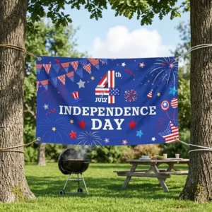 Custom Vinyl Independence Day Festival Banner for Family Gatherings Waterproof UV Protection Eco-Friendly Hanging Design