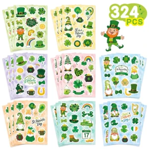 Custom Vinyl Stickers Die Cut Clover Pattern Waterproof Decorative Sticker Sheets for Holiday Party Envelope Gift Box Decoration