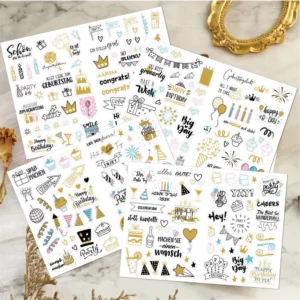 Custom Vinyl Waterproof Matte Transparent Eco-Friendly Sticker Sheets Birthday Series