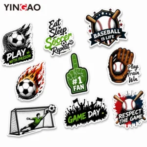 Custom Vinyl Waterproof Stickers for Football and Baseball Sports Teams, Outdoor UV Durable Die-Cut Logo Decals