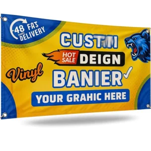 Custom Vinyl Weather-Resistant Banner with Full-Color Designs for Indoor and Outdoor Events, 5 x 3