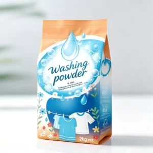 Custom Washing Powder Packaging Bag with Full-Color Glossy Print, Square Bottom, and Side Gusset