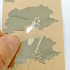 Custom Waterproof 3D Embossed Logo Labels, Thin Metal Nickel Transfer Stickers for Packaging