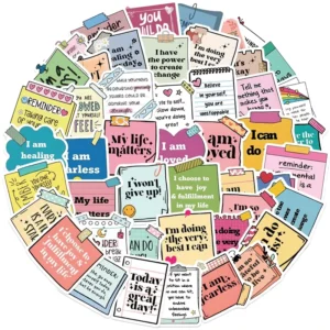 Custom Waterproof Adhesive Inspirational Vinyl Motivational Cartoon Die-Cut Stickers for Water Bottles, Cups, and Notebooks