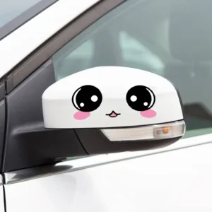 Custom Waterproof Car Decal with Cute Smile Face for Side and Rearview Mirrors