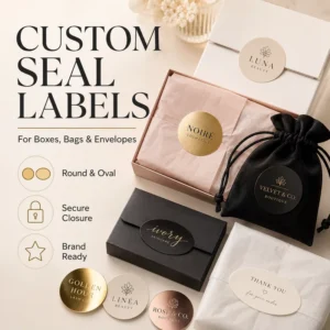 Custom Waterproof Die-Cut Oval Adhesive Stickers with Custom Logo Printing for Gift Boxes, Wedding Envelopes, Candles, and Craft Packaging
