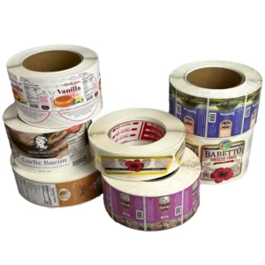 Custom Waterproof Durable Adhesive Vinyl Labels for Sushi Food Packaging, Logo Printing Rolls