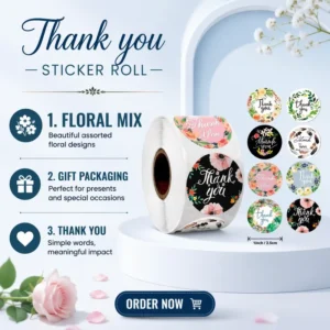 Custom Waterproof Food Packaging Thank You Stickers