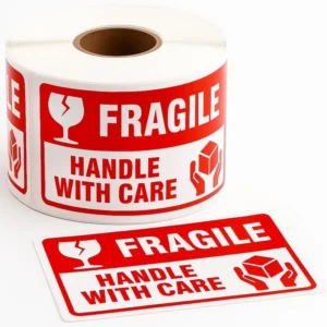 Custom Waterproof Fragile Shipping Self-Adhesive Paper Warning Labels for Beverage, Wine, and Glass Packaging