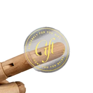 Custom Waterproof Gold Foil Clear Logo Stickers