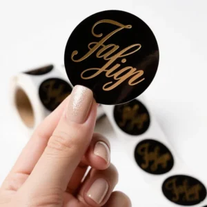 Custom Waterproof Gold Foil Round Vinyl Roll Packaging Logo Labels