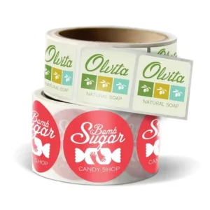 Custom Waterproof Gold Foiled White Adhesive Sticker Roll for Business Promotion