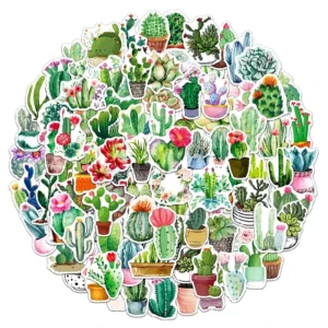 Custom Waterproof Green Plant Cartoon Graffiti Stickers for DIY Decorative Luggage Phone Case Scrapbook Diary Toy