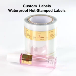 Custom Waterproof Hot-Stamped Gold Foil Roll Labels for Cosmetic Bottles
