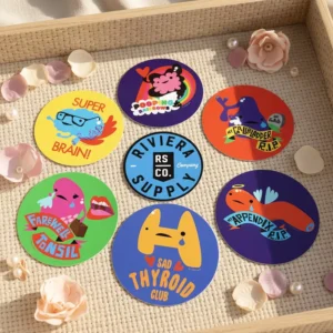 Custom Waterproof Logo Printed Vinyl PVC Stickers with Multiple Designs