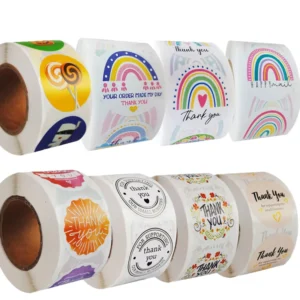 Custom Waterproof Round Vinyl Thank-You Labels for Gift Box Packaging and Sealing