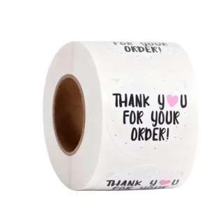 Custom Waterproof Self-Adhesive Gold Foil Cardboard Sticker Rolls Thank You Design for Small Businesses