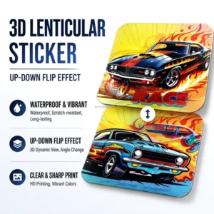 Custom Waterproof Self-Adhesive Lenticular 3D Motion Flip Picture Stickers