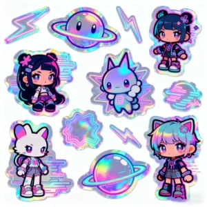 Custom Waterproof Self-Adhesive Reflective Rainbow PVC Stickers with Shiny Laser Effect